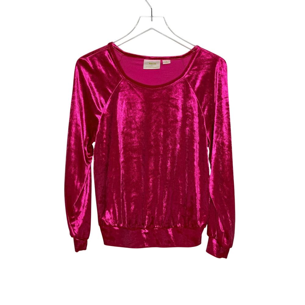 Anthropologie Maeve Candace Velvet Top S Hot Pink Fuchsia